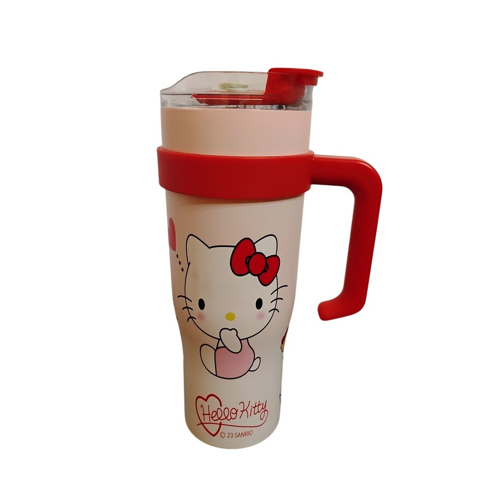 Sanrio Hello Kitty Stainless Steel Insulated Tumbler with Handle Red Cream 40oz